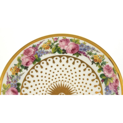 650 - 19th century Sevres plate by Francois Herbert Barbin, gilded and hand painted with flowers, factory ... 