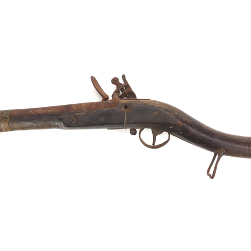 360 - Antique flintlock Jezail musket, 85cm in length