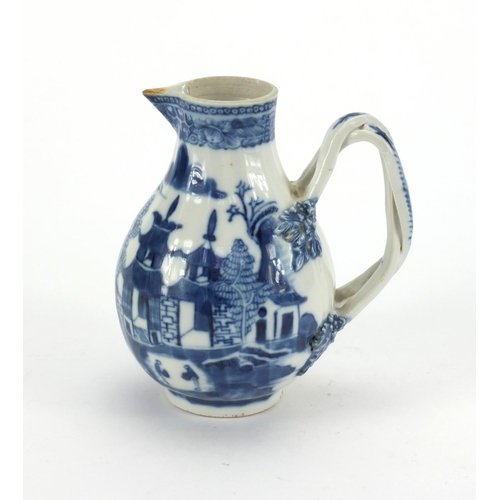 507 - 18th century Chinese blue and white porcelain sparrow beak jug, hand painted with willow pattern 11.... 