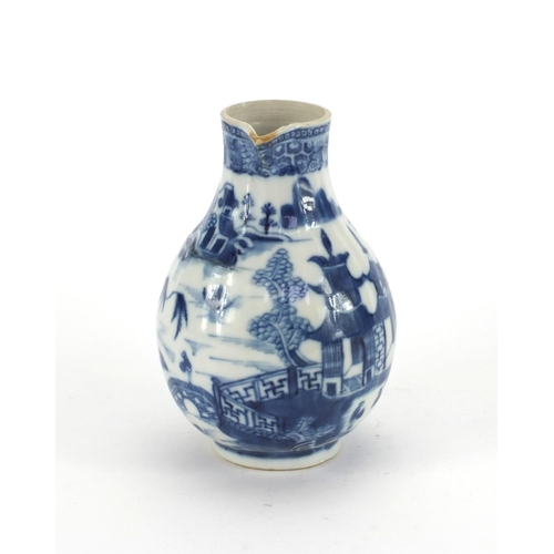 507 - 18th century Chinese blue and white porcelain sparrow beak jug, hand painted with willow pattern 11.... 