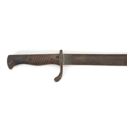 353 - German Military interest bayonet by V C Schilling with wooden grip, impressed marks to the blade, 49... 