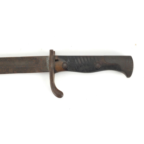 353 - German Military interest bayonet by V C Schilling with wooden grip, impressed marks to the blade, 49... 