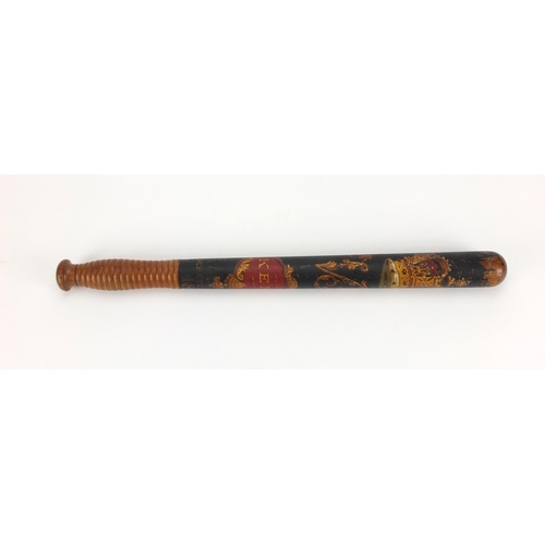 71 - Victorian Rochester Division Police truncheon, hand painted with coronet and VR motifs, impressed Pa... 