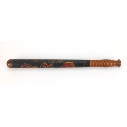 71 - Victorian Rochester Division Police truncheon, hand painted with coronet and VR motifs, impressed Pa... 