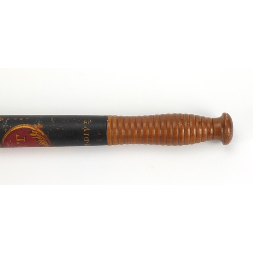 71 - Victorian Rochester Division Police truncheon, hand painted with coronet and VR motifs, impressed Pa... 