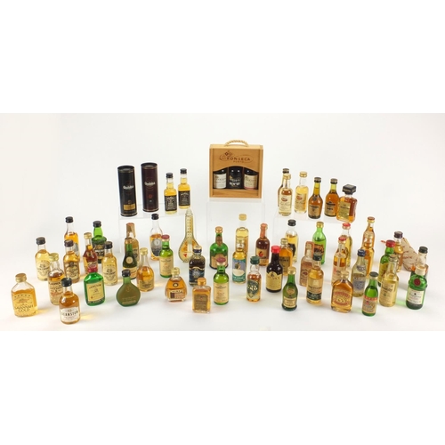 2259 - Collection of alcohol miniatures predominantly whiskey examples, including Glenfiddich, Chivas Regal... 