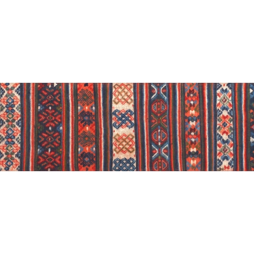 2080A - Rectangular Kilim wool carpet runner having an all over geometric design, 360cm x 46.5cm