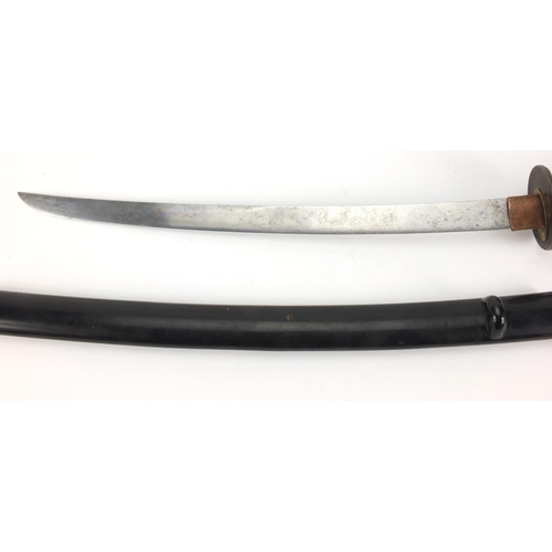 601 - Antique Japanese Wakizashi with lacquered scabbard and shagreen grip, 58.5cm in length