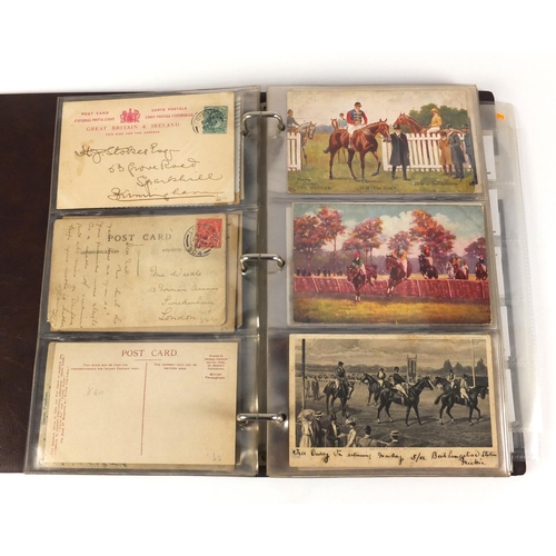 149 - Horse racing postcards some photographic, housed in an album including the Grand National 1923, SGT ... 