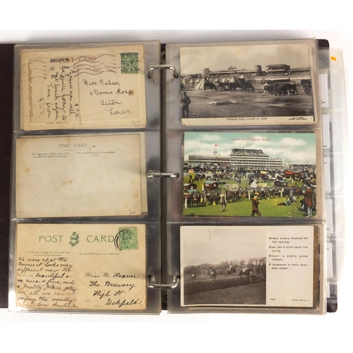 149 - Horse racing postcards some photographic, housed in an album including the Grand National 1923, SGT ... 