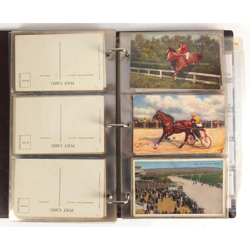 149 - Horse racing postcards some photographic, housed in an album including the Grand National 1923, SGT ... 