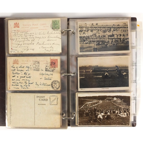 149 - Horse racing postcards some photographic, housed in an album including the Grand National 1923, SGT ... 