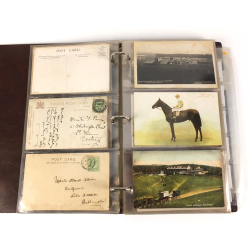 149 - Horse racing postcards some photographic, housed in an album including the Grand National 1923, SGT ... 