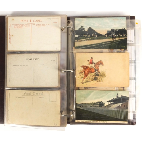 149 - Horse racing postcards some photographic, housed in an album including the Grand National 1923, SGT ... 