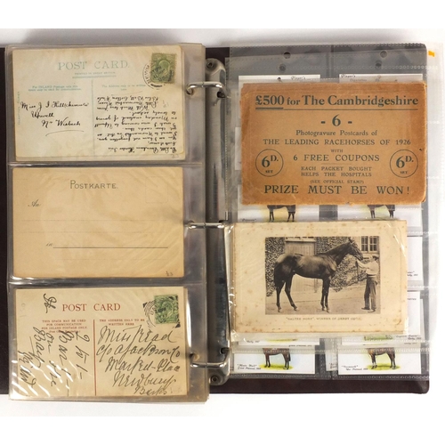 149 - Horse racing postcards some photographic, housed in an album including the Grand National 1923, SGT ... 