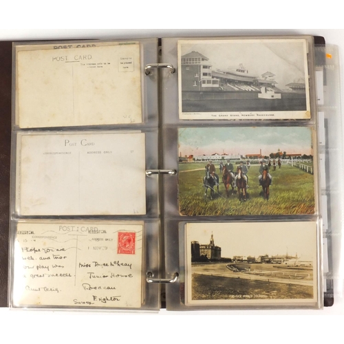 149 - Horse racing postcards some photographic, housed in an album including the Grand National 1923, SGT ... 