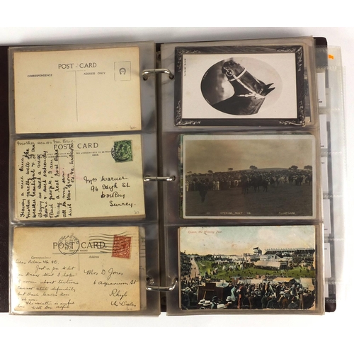 149 - Horse racing postcards some photographic, housed in an album including the Grand National 1923, SGT ... 