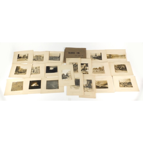 316 - Military interest black and white photographs of Salonika Fire 18th-19th August 1917, photographed b... 