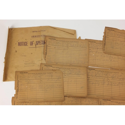 125 - Group of South Eastern railway telegraphs, some dated 1905 housing an immediate notice of special se... 