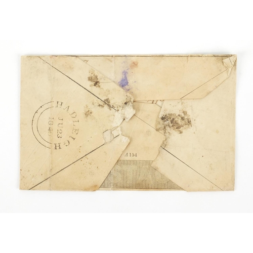 173 - 19th century postal history letter with Hadleigh penny post stamp, dated Ju 23 1840