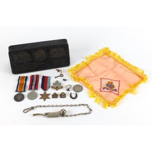 259 - British Military World War I 1914-18 War medal together with other related militaria including a bos... 