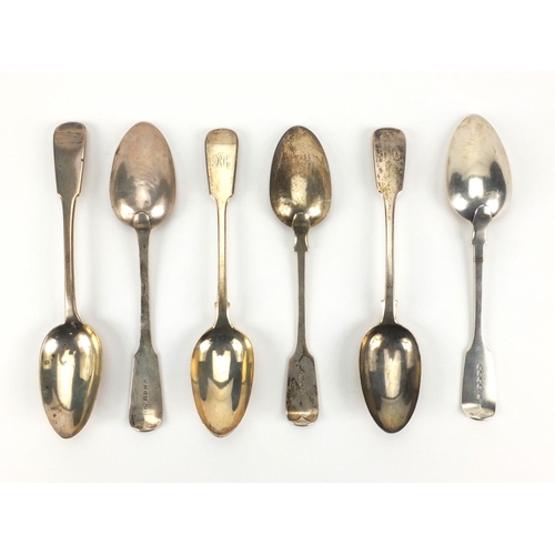 877 - Silver spoons comprising a pair of Georgian and four Victorian examples, each London hallmarked, 22.... 