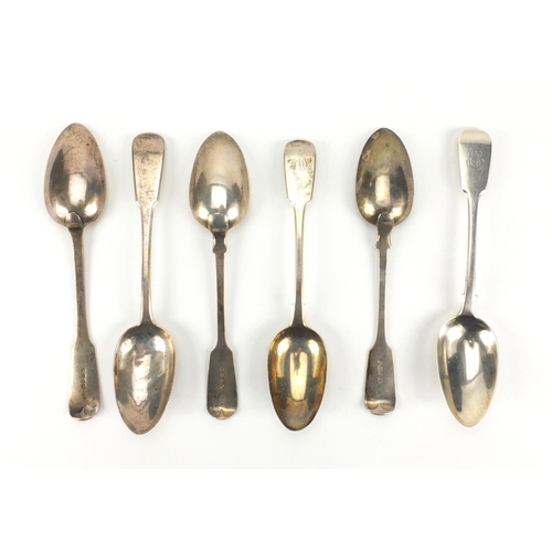 877 - Silver spoons comprising a pair of Georgian and four Victorian examples, each London hallmarked, 22.... 