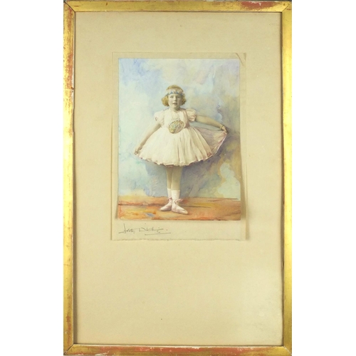 1249 - Dorothy Wilding - Hand tinted photograph, child ballerina, mounted and gilt framed, 28cm x 20cm excl... 