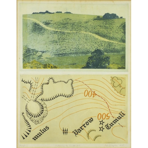 1272 - Bob Chaplin 1975 - Pencil signed proof coloured etching, pathway to Cliffe Hill, mounted and framed,... 