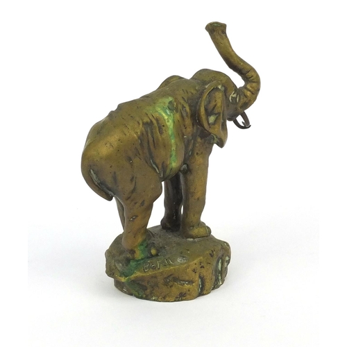 116 - Bofill bronze elephant hub car mascot, 13.5cm high