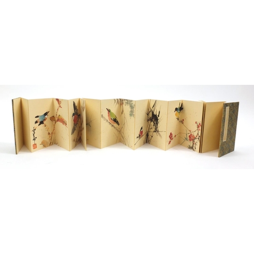 579 - Chinese ink and watercolour album, attributed to Shaoang Zhao, birds and flowers, red seal marks and... 