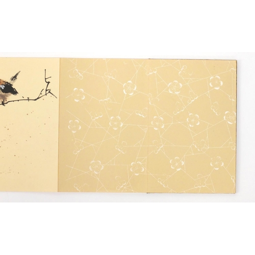 579 - Chinese ink and watercolour album, attributed to Shaoang Zhao, birds and flowers, red seal marks and... 