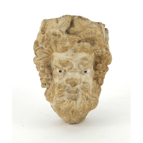 83 - Clay pipe bowl of Bacchus, 6cm high