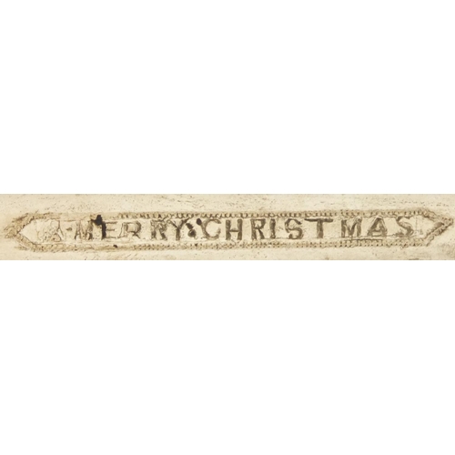 84 - Two clay pipes one of Father Christmas, the other inscribed A Merry Christmas and A Happy New Year, ... 