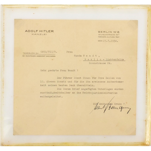 332 - German Military interest letter signed by Albert Bormann on Adolf Hitler Kanzlei headed paper, with ... 