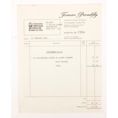 332 - German Military interest letter signed by Albert Bormann on Adolf Hitler Kanzlei headed paper, with ... 