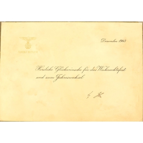 330 - German Military interest Adolf Hitler Christmas card, send and signed by Adolf Hitler dated December... 