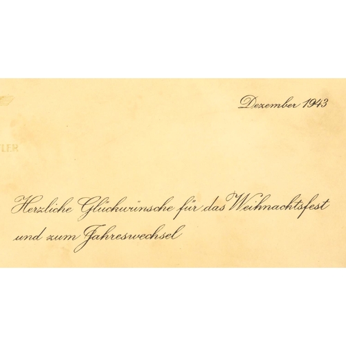 330 - German Military interest Adolf Hitler Christmas card, send and signed by Adolf Hitler dated December... 