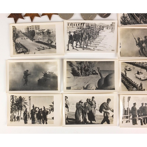 261 - British Military World War II medal group, black and white photographs and binoculars comprising The... 