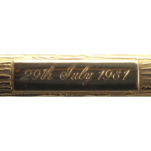 90 - Limited edition rolled gold Parker 105 fountain pen, commemorating the wedding of The Prince of Wale... 