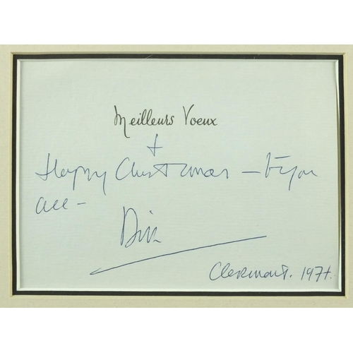 174 - Dirk Bogarde - Hand written Christmas note with black and white photograph and Norte A Venezia poste... 