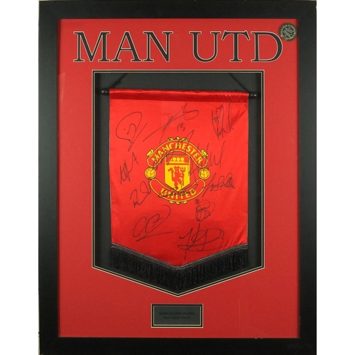 146 - Manchester United 2006/7 Premier League Winners signed pennant, together with a pencil signed limite... 