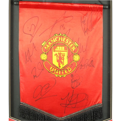 146 - Manchester United 2006/7 Premier League Winners signed pennant, together with a pencil signed limite... 