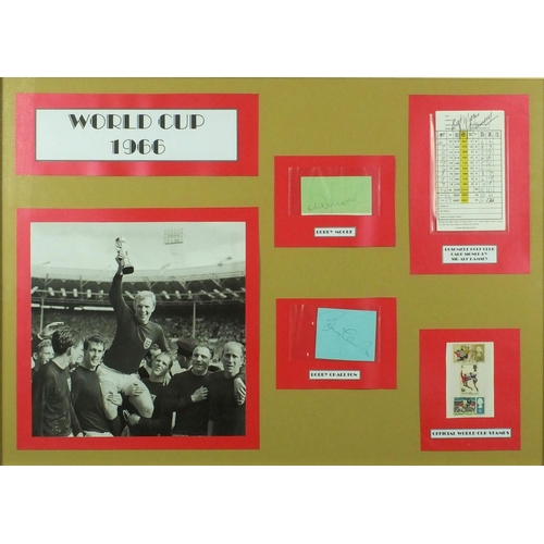 144 - World Cup 1966 ephemera and autographs including a montage signed by Bobby Moore, Bobby Charlton and... 