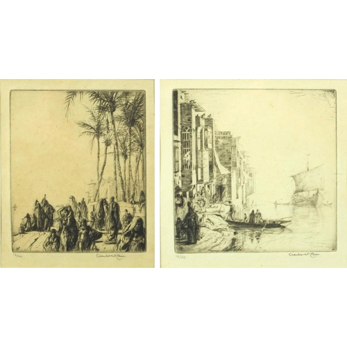 1276 - Charles William Cain - Two pencil signed limited edition etchings, one titled The Promenade Baghdad,... 