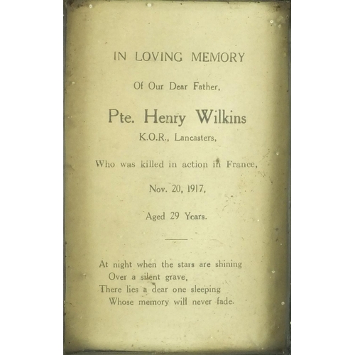 325 - British Military World War I plaster memorial plaque, In loving Memory of our Dear Father, PTE HENRY... 