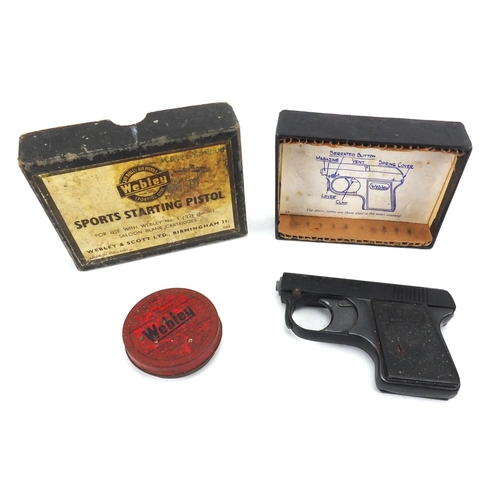 363 - Webley & Scott .22 sports starting pistol with pellets and box