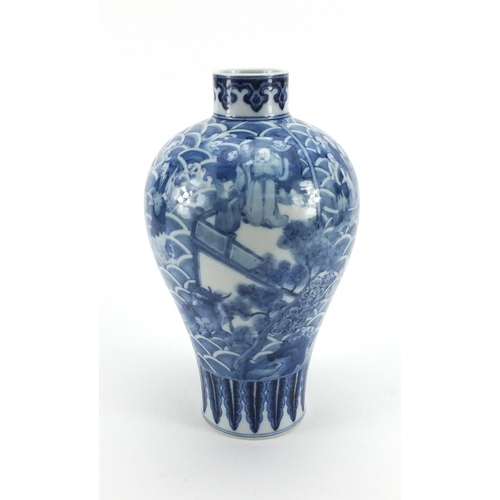 488 - Chinese blue and white porcelain Meipeng vase hand painted with the eight immortals crossing the sea... 