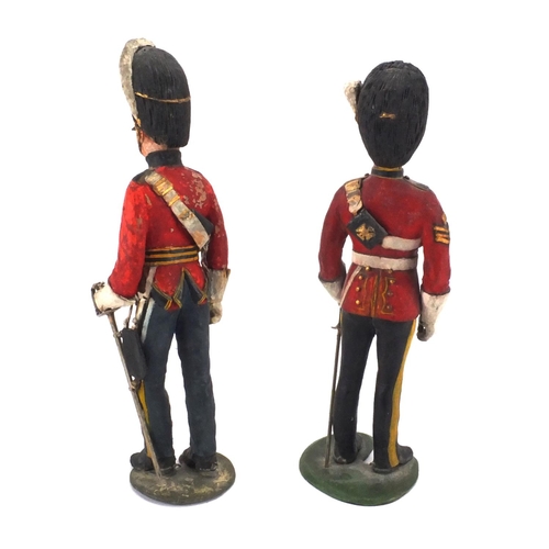 328 - British Military miniature medals together with two hand painted wooden soldiers in uniform, the min... 