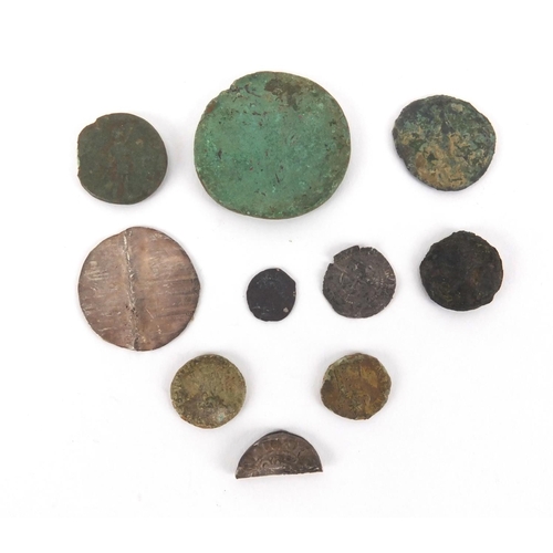 199 - British Roman and antiquarian coinage including Henry VII silver penny and a Henry VIII half penny